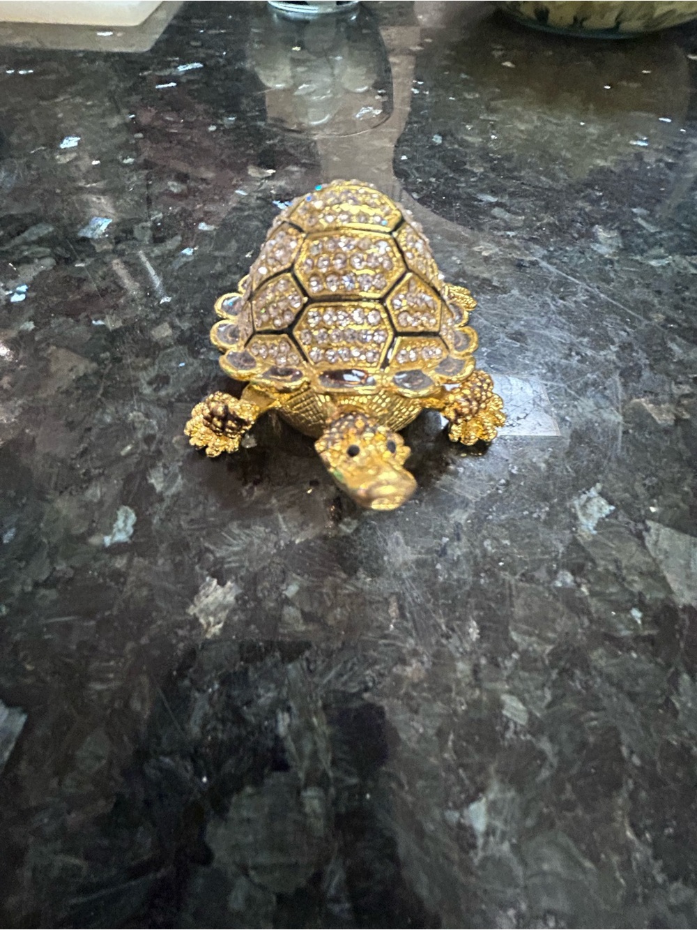 Gold Jeweled Turtle Decorative Figurine